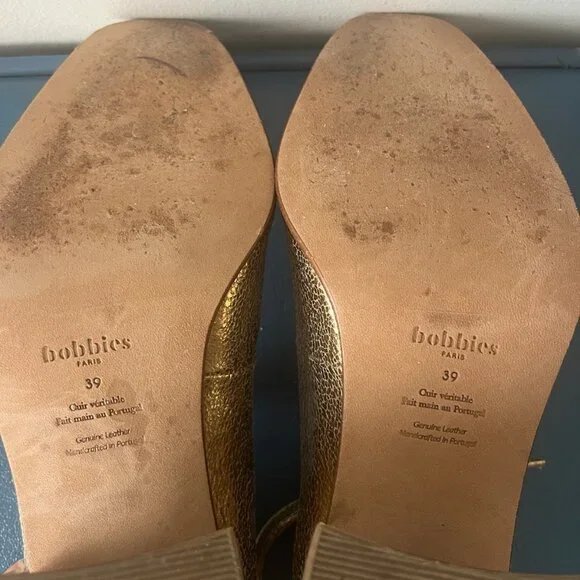 Gold Bobbie’s Of Paris Leather Mary Jane’s Made In Portugal - Picture 5 of 5